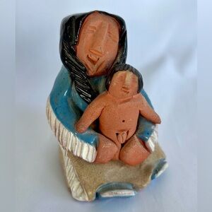 Vintage KEENA Mohawk Inuit Native American Pottery Mother/Baby “It’s A Boy”